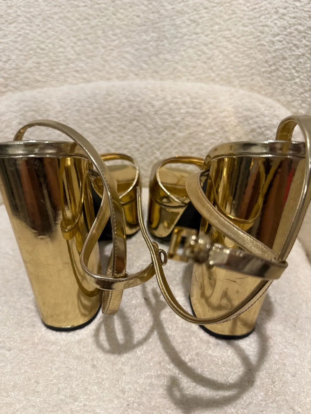 Prada Metallic Gold Platform Sandals - Women
